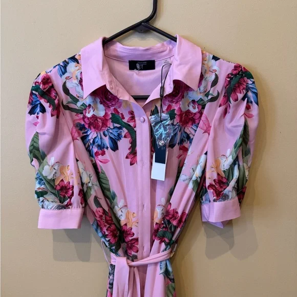 Tahari Pink Floral Blouse - Picture 1 of 5